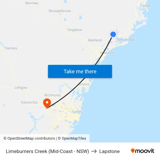 Limeburners Creek (Mid-Coast - NSW) to Lapstone map