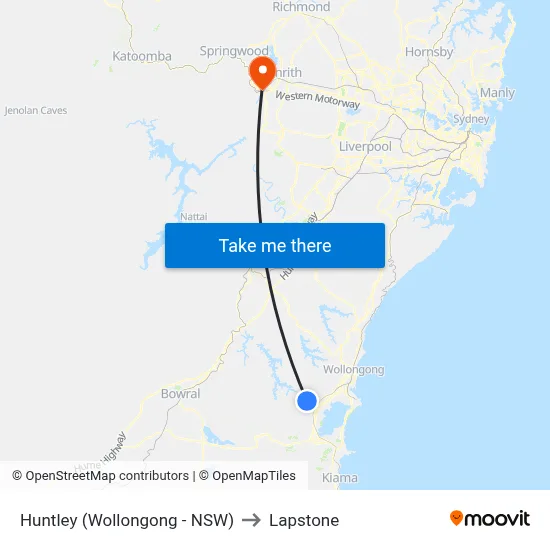 Huntley (Wollongong - NSW) to Lapstone map