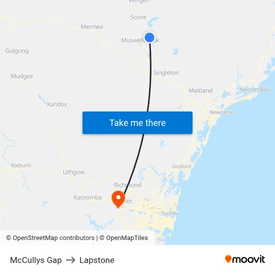 McCullys Gap to Lapstone map