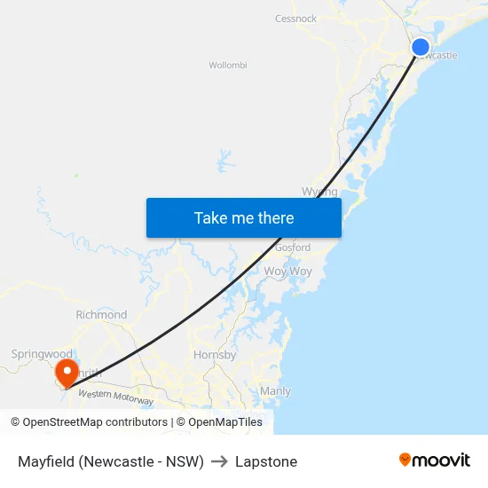 Mayfield (Newcastle - NSW) to Lapstone map