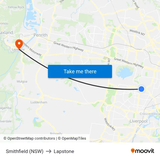 Smithfield (NSW) to Lapstone map