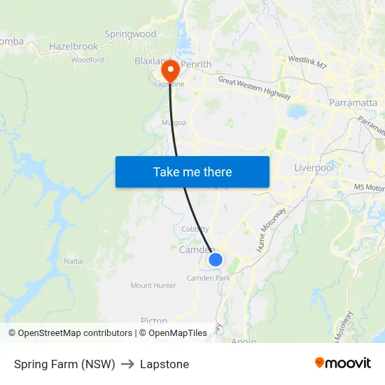 Spring Farm (NSW) to Lapstone map