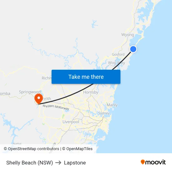 Shelly Beach (NSW) to Lapstone map