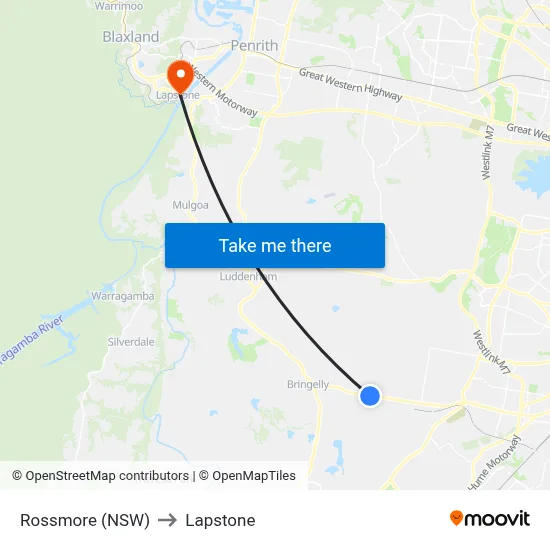 Rossmore (NSW) to Lapstone map