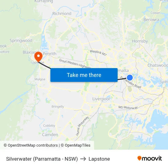 Silverwater (Parramatta - NSW) to Lapstone map