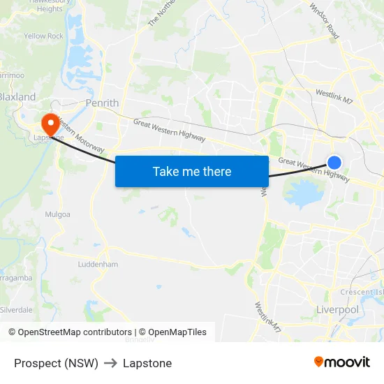 Prospect (NSW) to Lapstone map