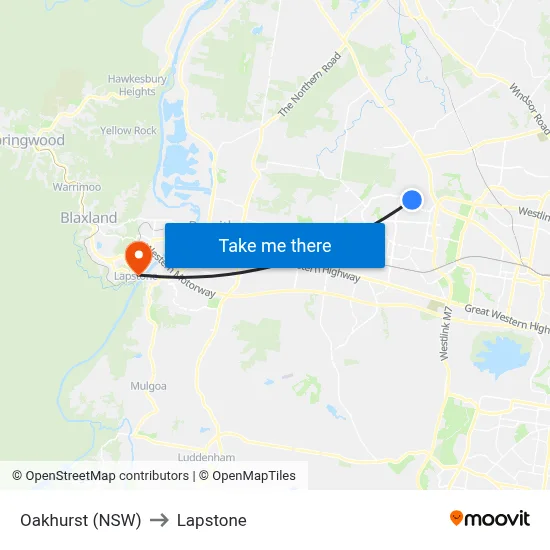 Oakhurst (NSW) to Lapstone map