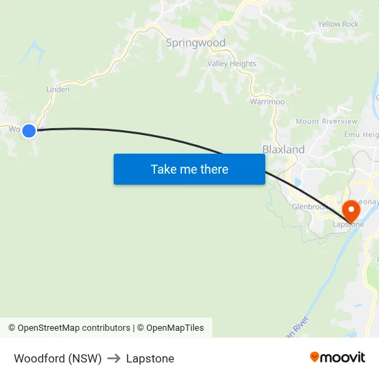 Woodford (NSW) to Lapstone map