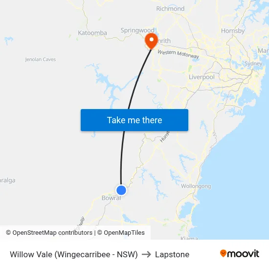 Willow Vale (Wingecarribee - NSW) to Lapstone map