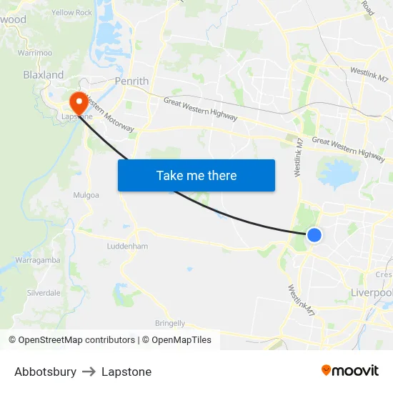 Abbotsbury to Lapstone map