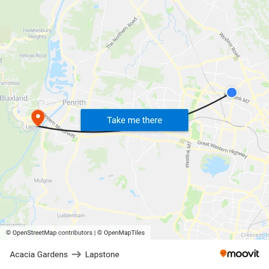 Acacia Gardens to Lapstone map