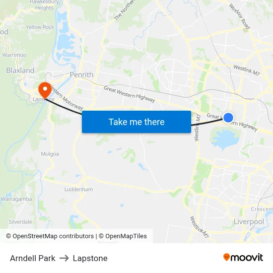 Arndell Park to Lapstone map