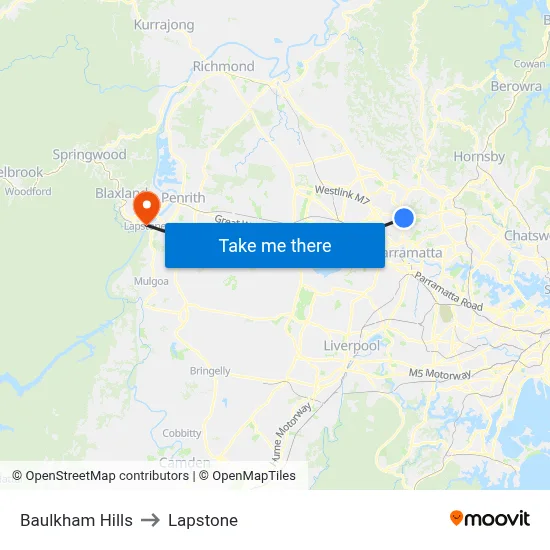 Baulkham Hills to Lapstone map