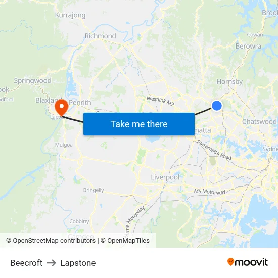 Beecroft to Lapstone map