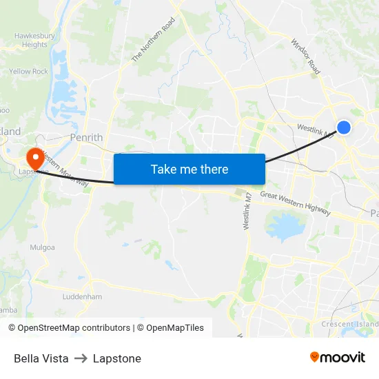 Bella Vista to Lapstone map