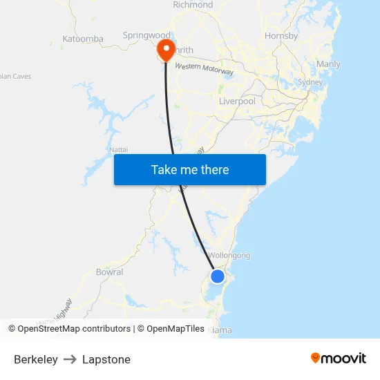 Berkeley to Lapstone map