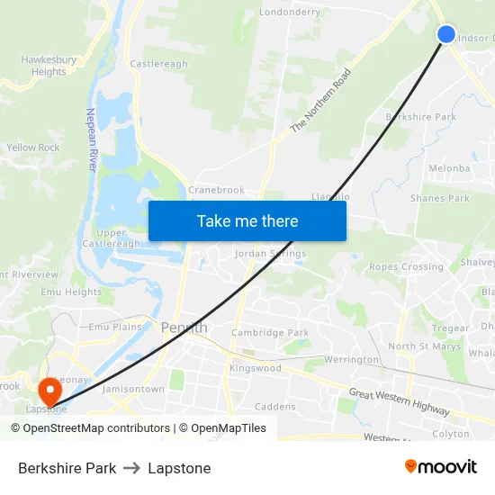 Berkshire Park to Lapstone map