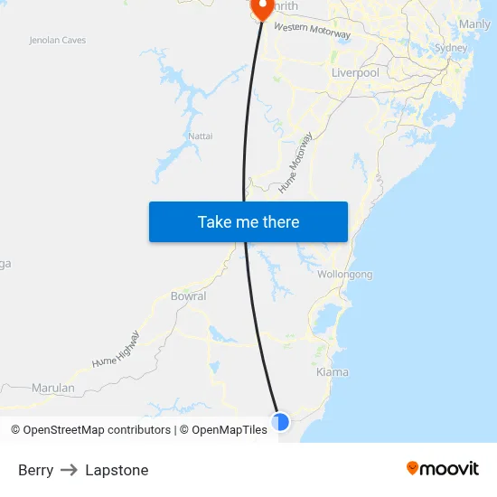 Berry to Lapstone map