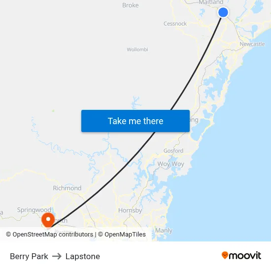 Berry Park to Lapstone map