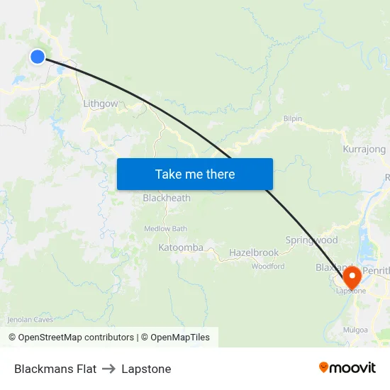 Blackmans Flat to Lapstone map