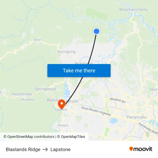 Blaxlands Ridge to Lapstone map
