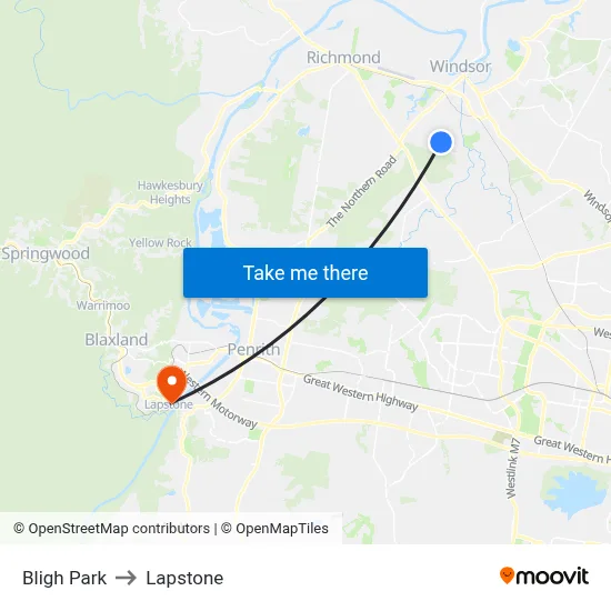 Bligh Park to Lapstone map