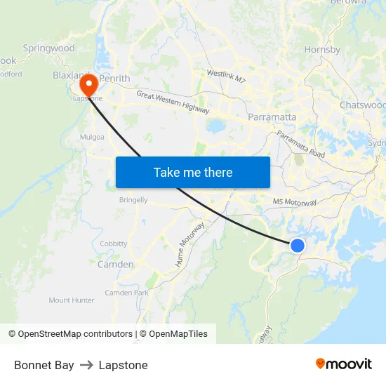 Bonnet Bay to Lapstone map