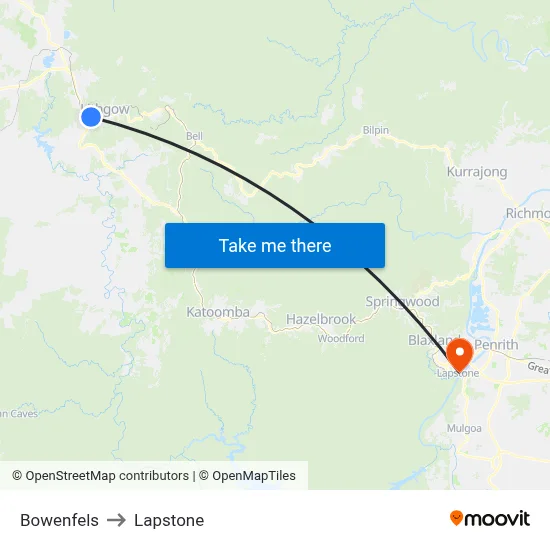 Bowenfels to Lapstone map