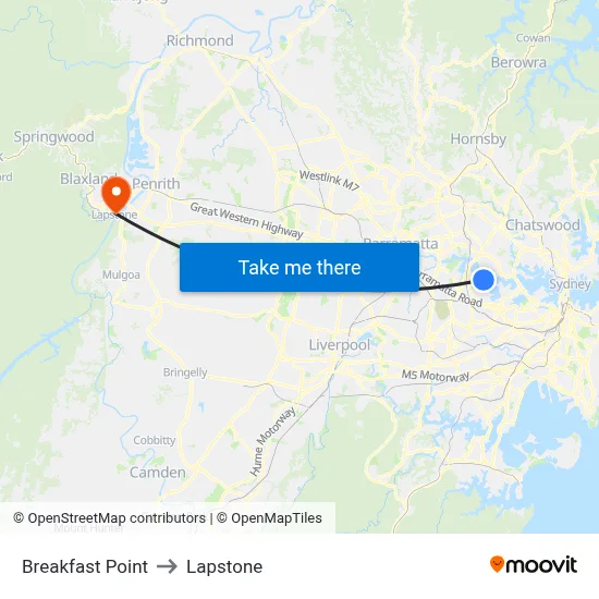 Breakfast Point to Lapstone map