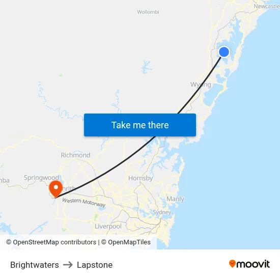 Brightwaters to Lapstone map