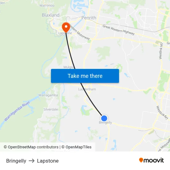 Bringelly to Lapstone map