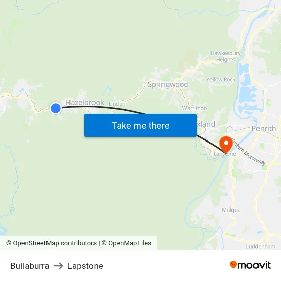 Bullaburra to Lapstone map