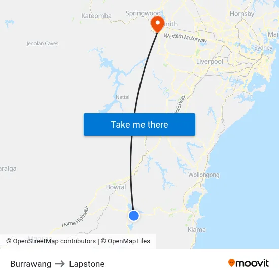 Burrawang to Lapstone map