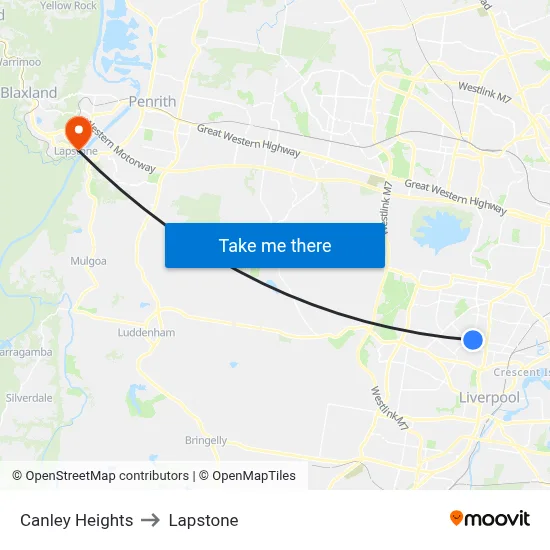 Canley Heights to Lapstone map