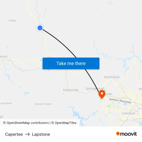 Capertee to Lapstone map