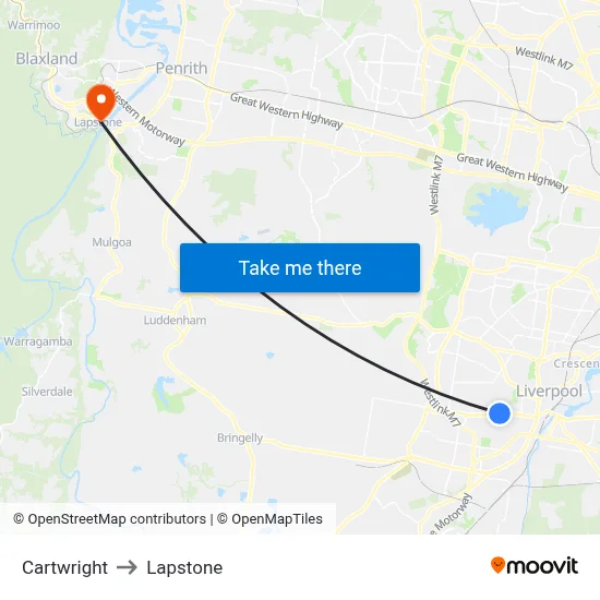 Cartwright to Lapstone map
