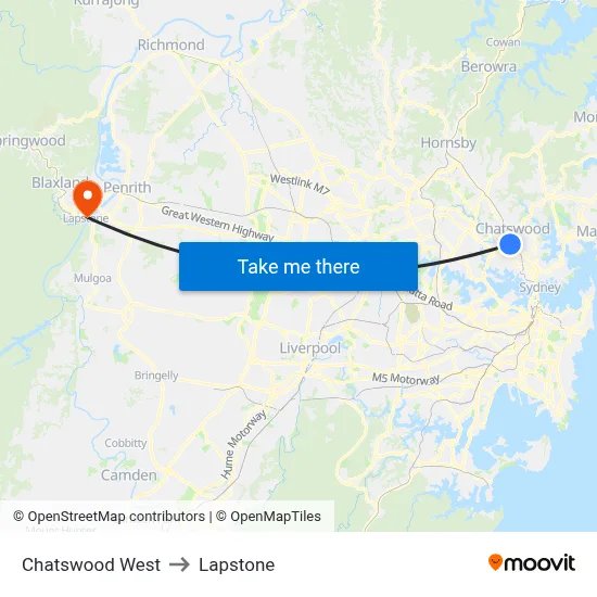 Chatswood West to Lapstone map