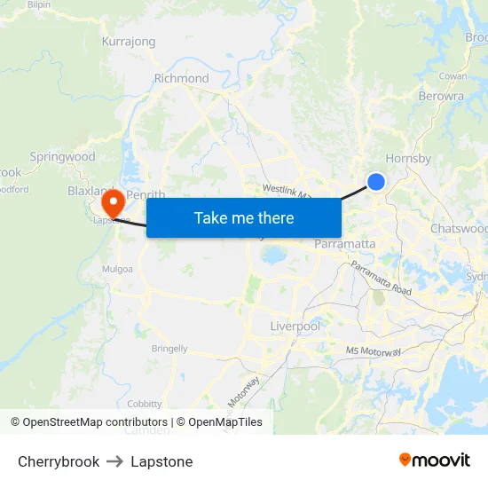 Cherrybrook to Lapstone map