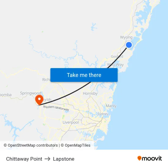 Chittaway Point to Lapstone map