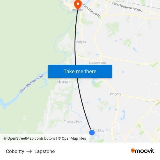 Cobbitty to Lapstone map