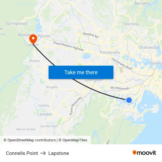Connells Point to Lapstone map