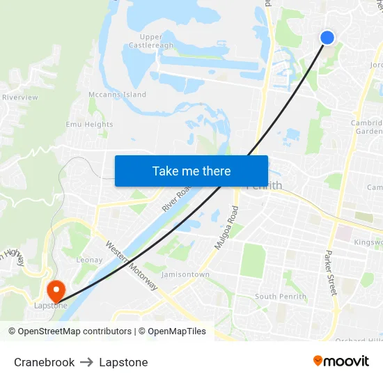 Cranebrook to Lapstone map