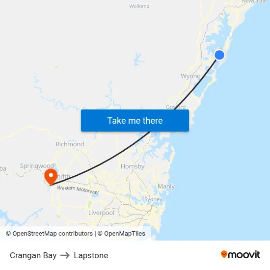 Crangan Bay to Lapstone map