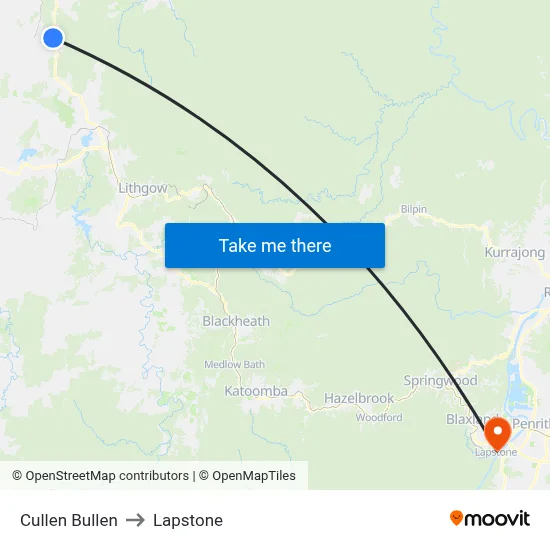 Cullen Bullen to Lapstone map