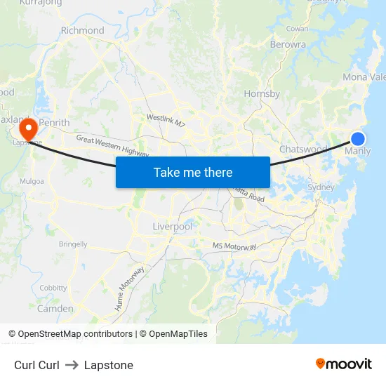 Curl Curl to Lapstone map