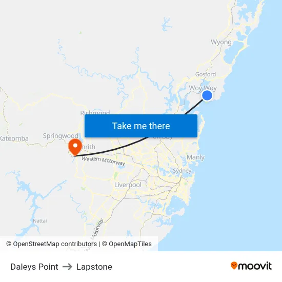 Daleys Point to Lapstone map