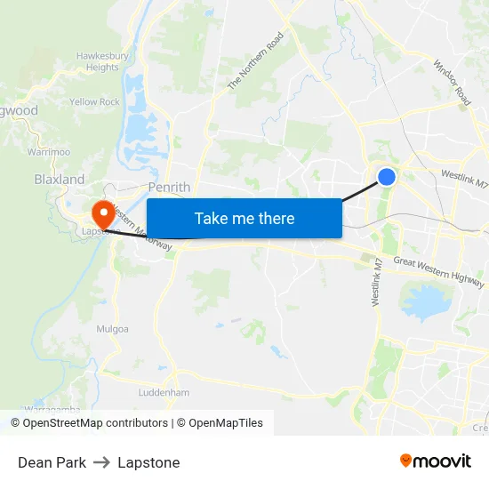 Dean Park to Lapstone map