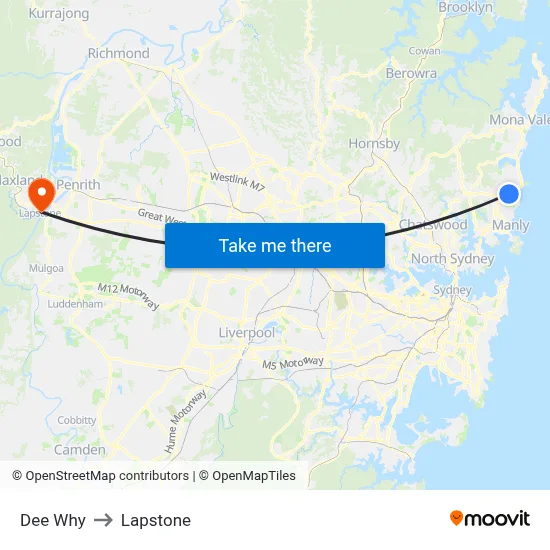 Dee Why to Lapstone map