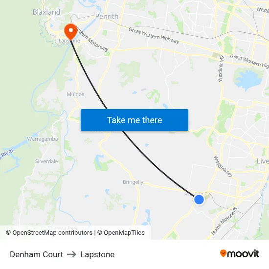 Denham Court to Lapstone map