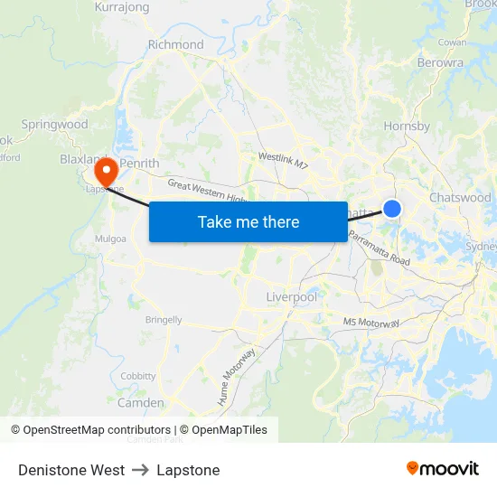 Denistone West to Lapstone map